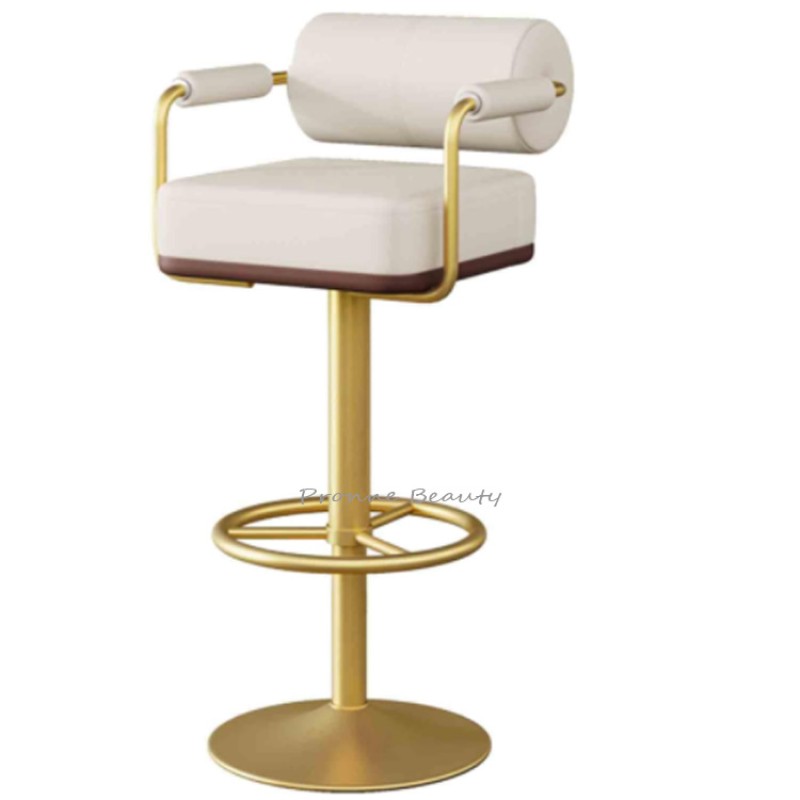 Bar Stool Factory - Modern Luxury Fashionable Nail Bar 360 Rotating with Gold Base Kitchen Chair