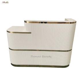Counter Table Reception Desk Manufacturer - Modern Luxury Nail Spa Salon Beat Price Pink Gold