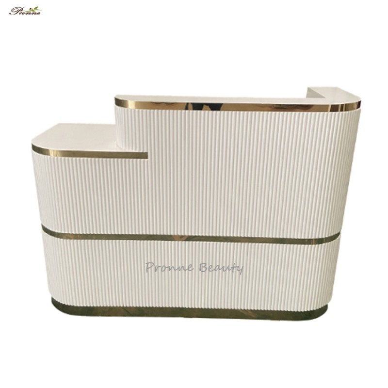 Counter Table Reception Desk Manufacturer - Modern Luxury Nail Spa Salon Beat Price Pink Gold