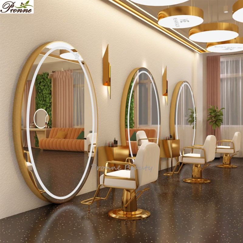 Salon Wash Station Factory - Hair Salon Equipment Barber Shop Dressing Chair with Large Floor Mirror Package