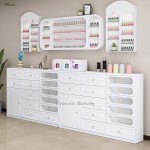 UV Gel Wall Rack Manufacturer - Nail Shop Luxury Modern Wood Floor Stand with Light Nail Polish