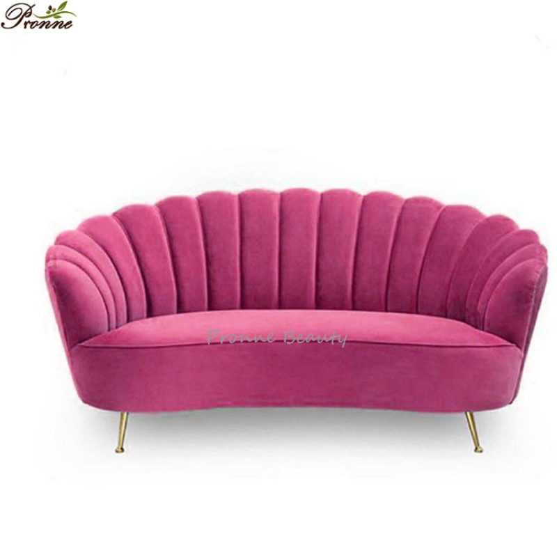 Reception Sofa Bed Factory - American Luxury Curve Beauty Shop Modern Nordic Fabric Metal Leg