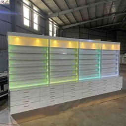 指甲油整理器生产商-金色壁架4层金属化妆品存储整理器含标识