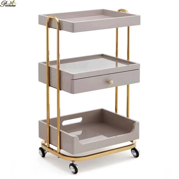 Pedicure Cart Factory - High-end Gold Color Durable Movable Stainless Steel with Wheels
