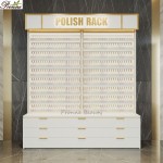 Makeup Storage Display Cabinet Manufacturer - Unique Design White Gold Makeup Cosmetics Perfume Storage Rack