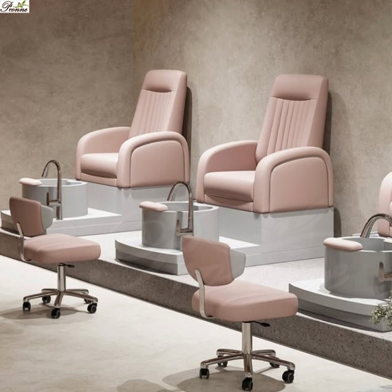 Nail Lounge Bench Manufacturer - Unique French Style Custom Made with Air Jet Pedicure