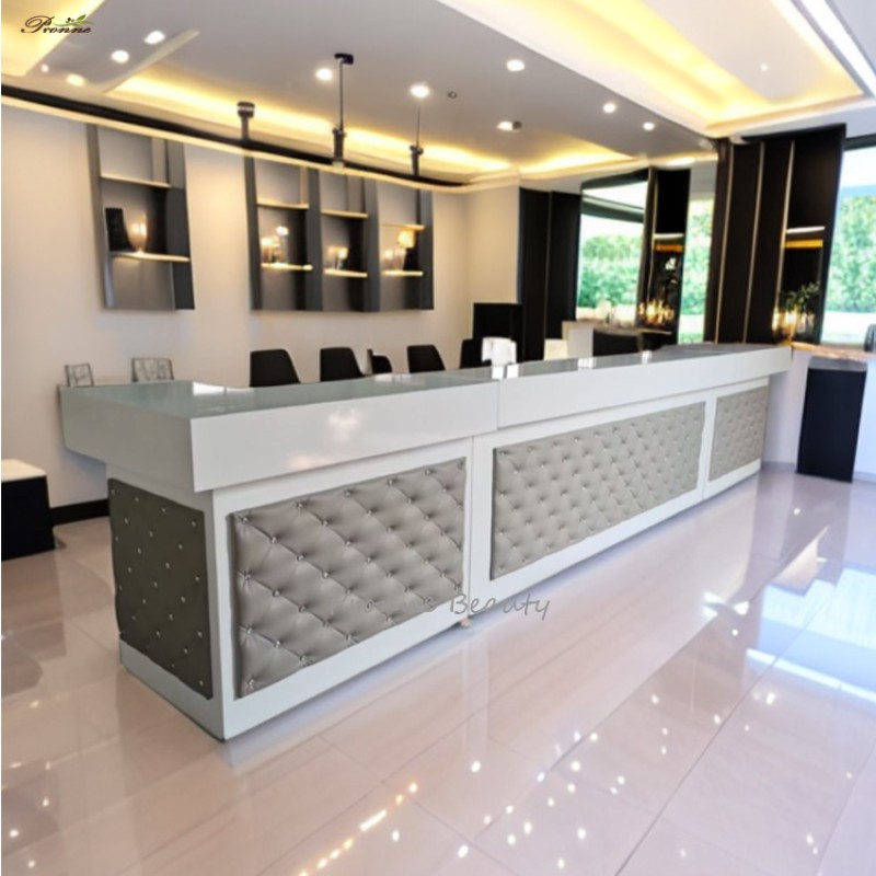 Manicure Station Manufacturer - Luxury Nail Salon Equipment Wholesale Custom Made White Gray with Drawers