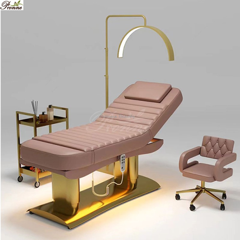Electric Beauty Facial Bed Manufacturer - Pronne High Quality Luxury Cosmetic Baby Pink Adjustable with Footrest Control