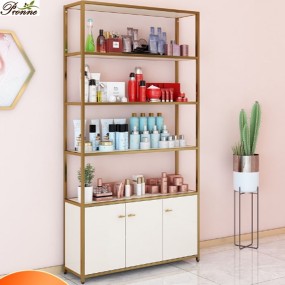 Display Cabinets Manufacturer - Pronne Modern Beauty Salon Acrylic Plastic Glass Wood MDF Materials Cheap Cosmetic Storage