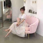 接待沙发源头工厂-现代豪华白色等候区美容沙龙等候沙发