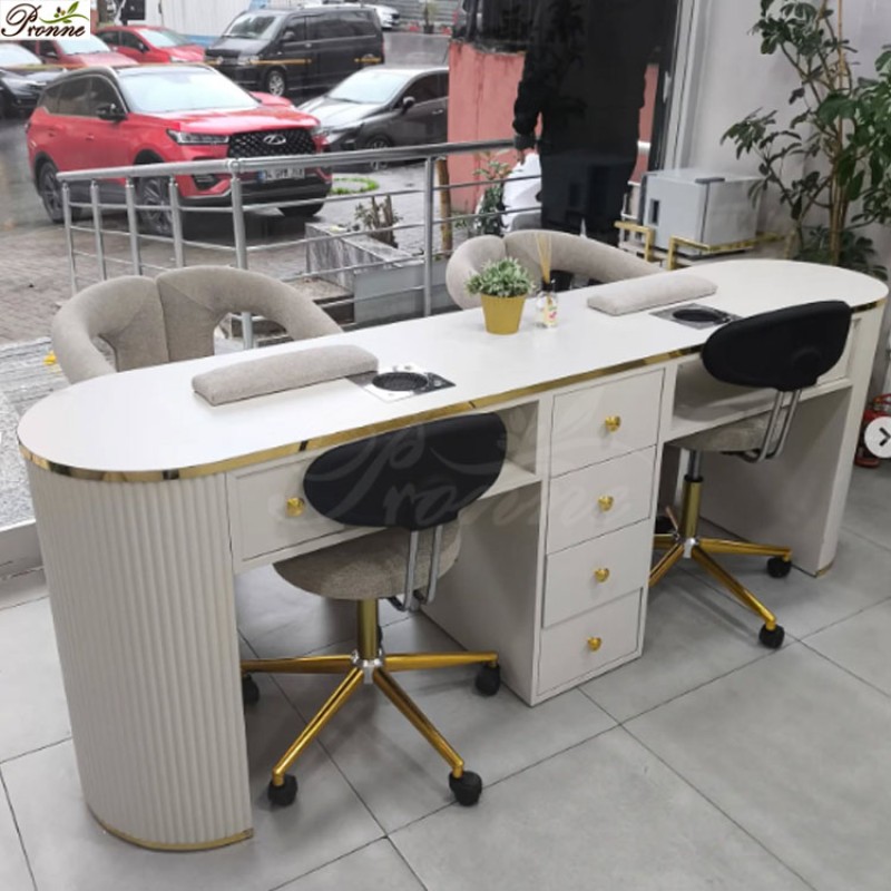 Portable Nail Table Factory - Customer White Salon Furniture Manicure Equipment Technician Table