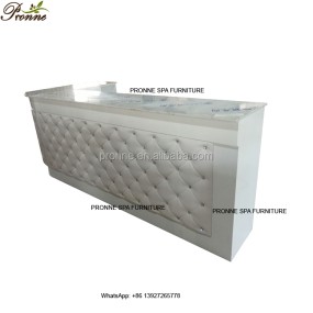 Manicure Bar Table Manufacturer - Custom Made L Shaped Beauty Salon Marble Top Low with Dust Collector