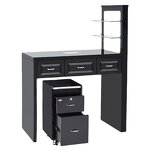 Nail Table Manufacturer - Custom Brown Solid Wood with Light & Lockers