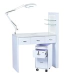 Nail Table Manufacturer - Custom Brown Solid Wood with Light & Lockers