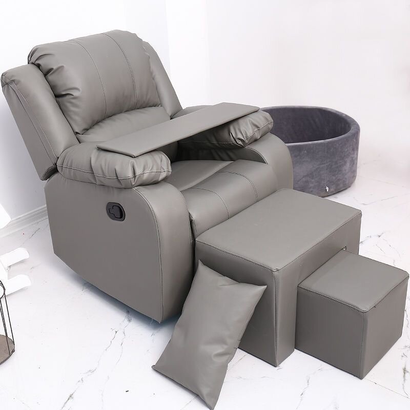 Manicure Sofa Set Manufacturer - Gray Single with Stool & Foot Bath