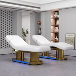 Facial Bed Manufacturer - Luxury Electric Heated Gold & White