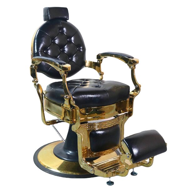 Barber Chair Manufacturer - Luxury Vintage Gold Frame Synthetic Leather