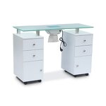 Nail Table Manufacturer - Custom with Dust Collector & Glass Top