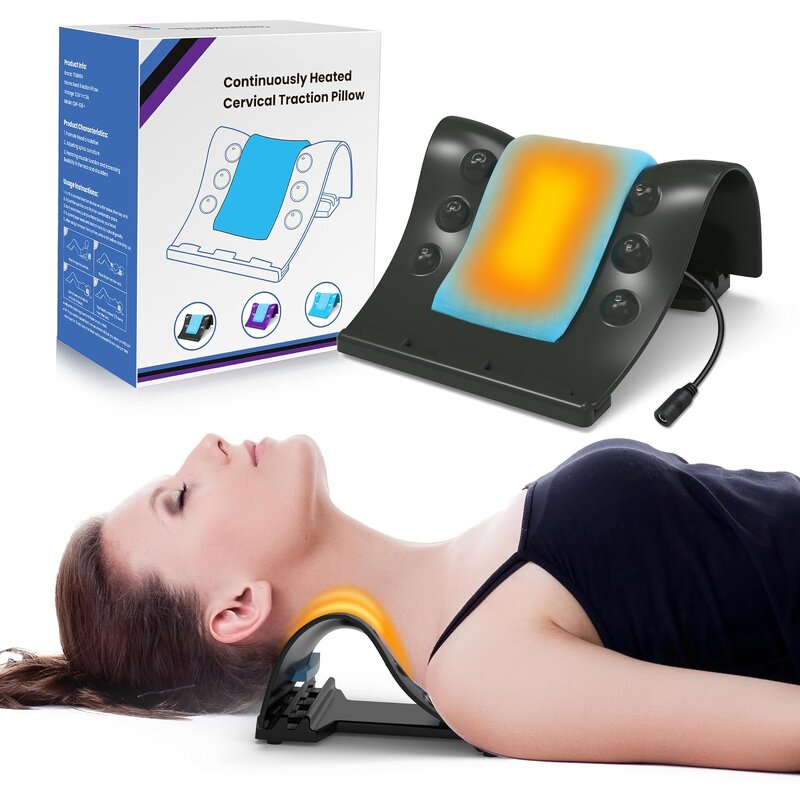 Heated Neck Stretcher - Instant Pain Relief Cervical Spine Pillow Neck Hump