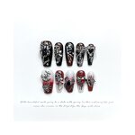 Press on Nail Manufacturer - Pure Handmade Unique 3D Dark Red