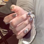 Press-On Nails Set Manufacturer - Handmade French Style Black Translucency Diamond