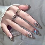 Press-On Nails Set Manufacturer - Handmade French Style Black Translucency Diamond