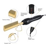 Electric Hot Comb - Titanium Copper Hair Straightener Curling Magic Styling Comb