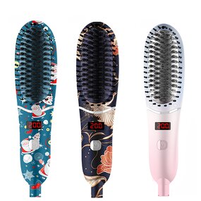 LCD Hair Straightening Brush - Custom Steam Comb Mini Ionic Beard Styler