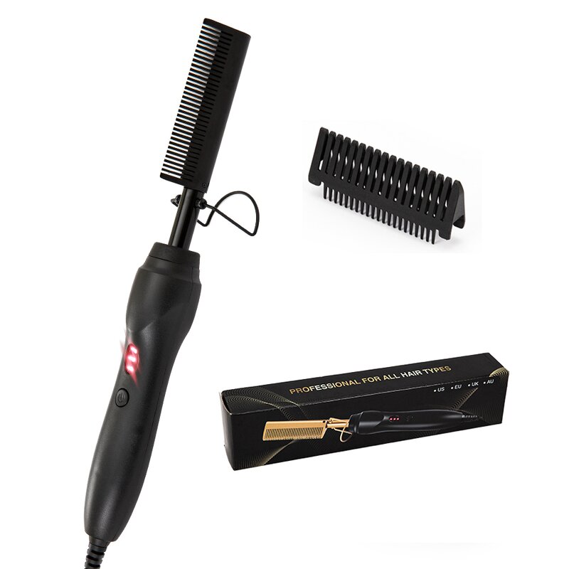 Mini Hair Straightener - LCD Ceramic Hot Comb High Heat Press for RV Application