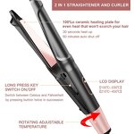 2-in-1 Hair Straightener Curler - Twisted LCD Ceramic Flat Iron Magic Styling