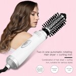 Ceramic Hot Air Brush - Pink 360 Curling Iron Hair Dryer Straightener Brush