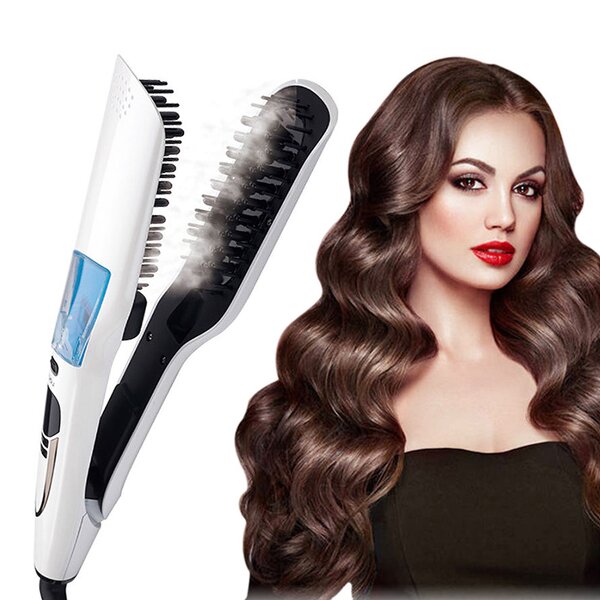 Steam Hair Straightener - Digital LCD Flat Iron Negative Ion Spray Splint