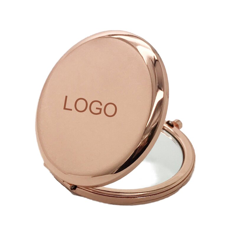 Compact Mirror Manufacturer - Rose Gold Double-sided Round with Personalized Label