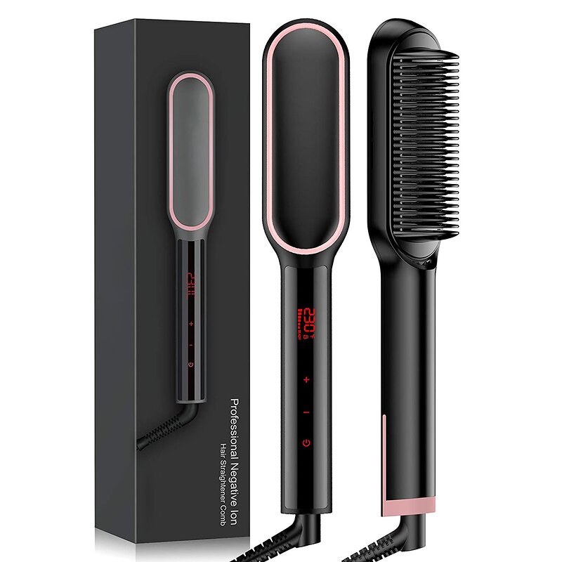 Hair Straightener Brush Manufacturer - Mini Wireless USB Rechargeable LED Ceramic Negative Ion