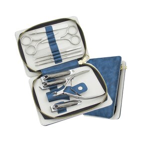 7pcs Nail Clipper Set - Green Stainless Steel Factory Wholesale with Leather Bag