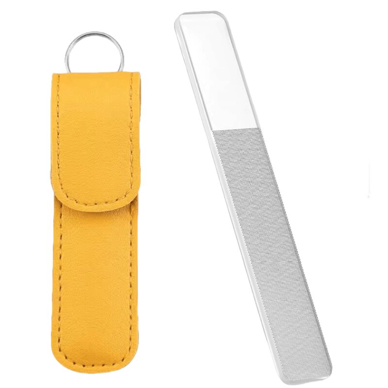 Glass Nail Buffer - Professional Custom Logo Nano File with Black Leather Bag