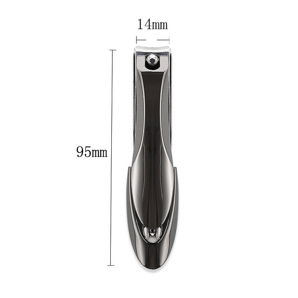 Silver Nail Clipper - Stainless Steel Flat Edge Toenail Trimmer with Grid