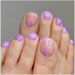 Silver Glitter Toenails - French Square 24pcs Press on Foot Nail Art Decoration