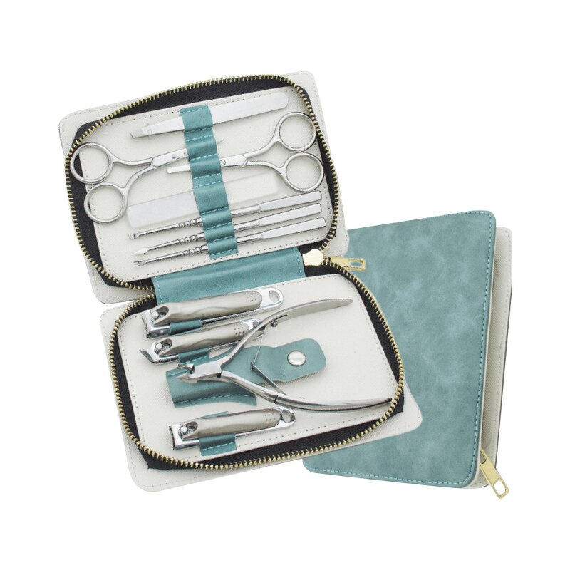 6pcs Manicure Set - High-end Stainless Steel Nail File Scissors with Mirror Box