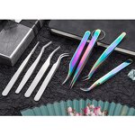 3# Eyelash Tweezers - Stainless Steel Color Gradient Mirror Rainbow Extension Tool