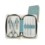 6pcs Manicure Set - High-end Stainless Steel Nail File Scissors with Mirror Box