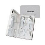 6pcs Nail Care Set - Silver Stainless Steel Finger Care Gift with Mirror Case