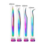 3# Eyelash Tweezers - Stainless Steel Color Gradient Mirror Rainbow Extension Tool