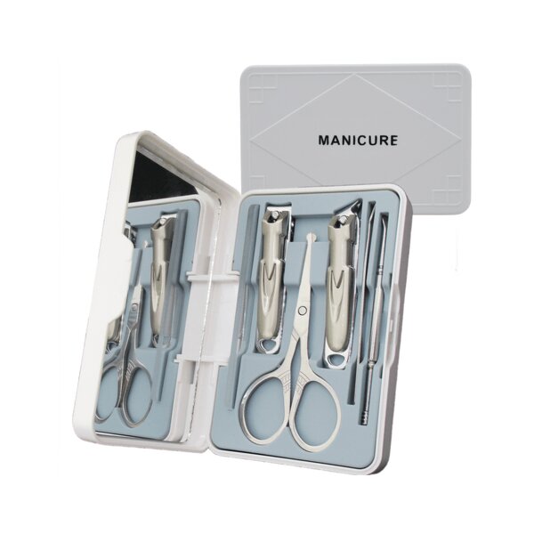 6pcs Nail Clipper Set - Silver Stainless Steel Trimming Tools with Mirror Case