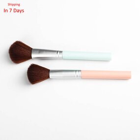Fan Makeup Brush - Artificial Hair Blending Highlighter Contour Wood Handle Vegan