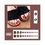 Leopard Print Toenails - 24 Pcs Short Full Cover Press on Artificial Feet Nails