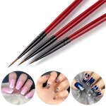 Metal Handle Nail Brush - Clear Rhinestone Decoration Fine UV Gel Liner Set
