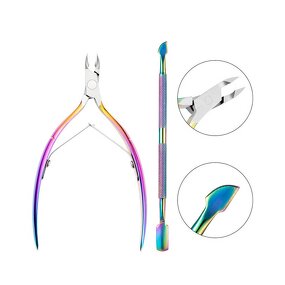 Cuticle Nipper with File - Stainless Steel Professional Finger Toe Cuticle Pusher