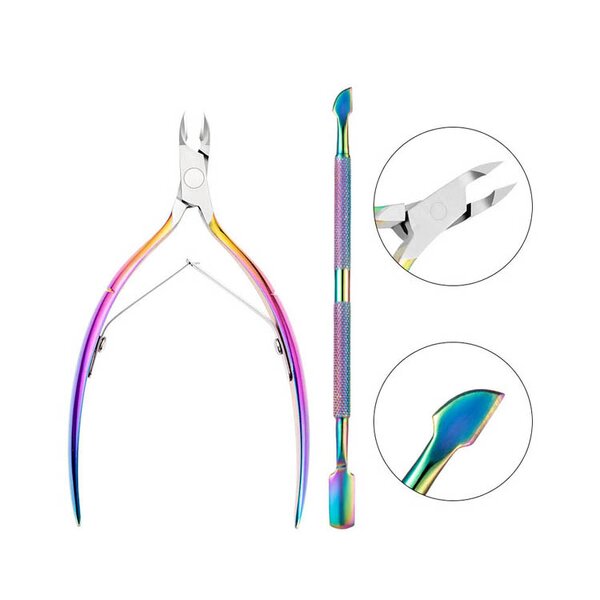 Cuticle Nipper with File - Stainless Steel Professional Finger Toe Cuticle Pusher