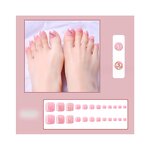 Silver Glitter Toenails - French Square 24pcs Press on Foot Nail Art Decoration